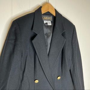 Casablanca Wool Black Gold Buttons Blazer Sz 8 Timeless